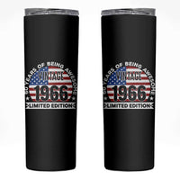 60th Birthday Skinny Tumbler Vintage 1966 60 Year Old Birthday American Flag
