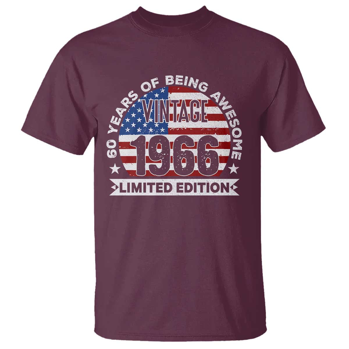 60th Birthday T Shirt Vintage 1966 60 Year Old Birthday American Flag