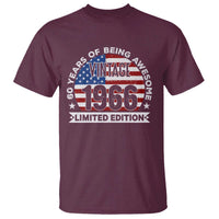 60th Birthday T Shirt Vintage 1966 60 Year Old Birthday American Flag