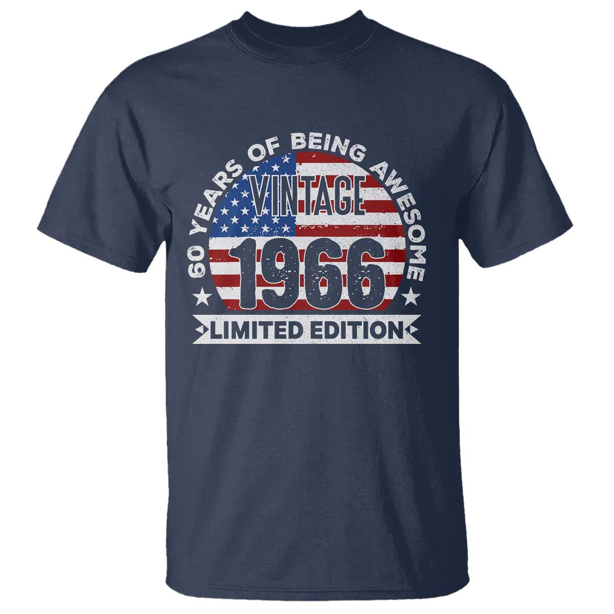 60th Birthday T Shirt Vintage 1966 60 Year Old Birthday American Flag