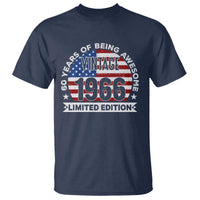 60th Birthday T Shirt Vintage 1966 60 Year Old Birthday American Flag