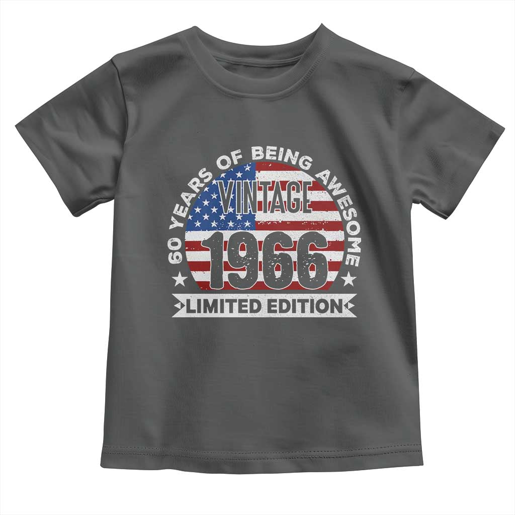 60th Birthday Toddler T Shirt Vintage 1966 60 Year Old Birthday American Flag