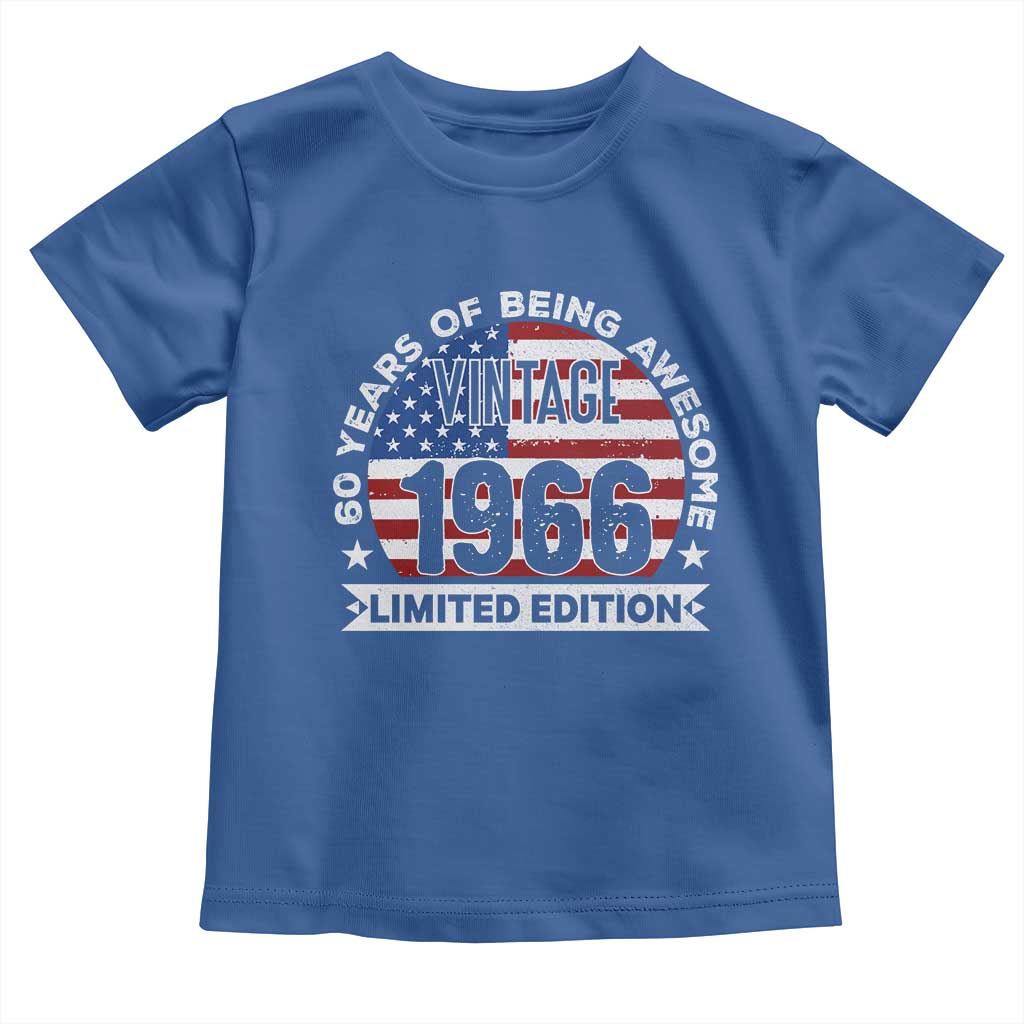 60th Birthday Toddler T Shirt Vintage 1966 60 Year Old Birthday American Flag