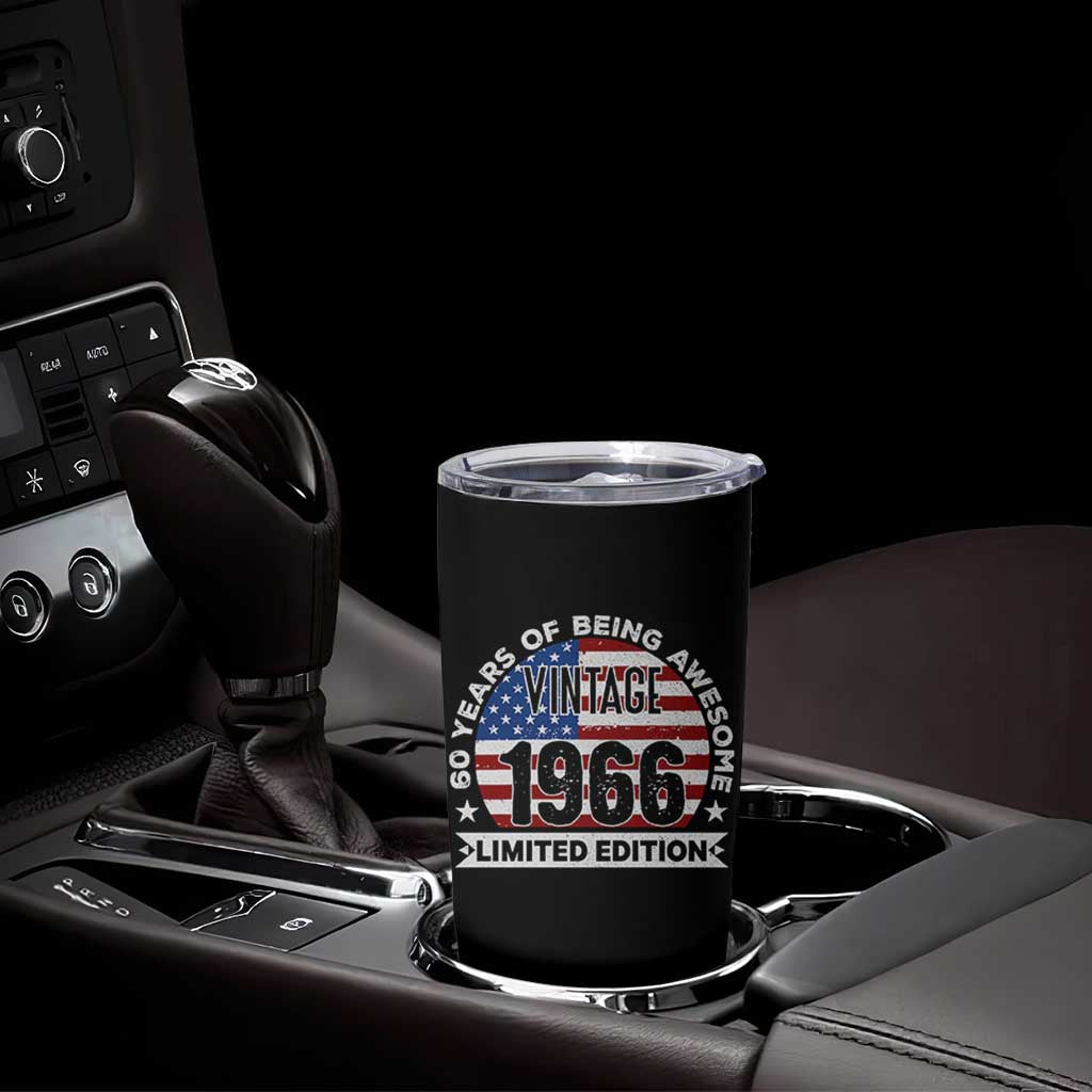 60th Birthday Tumbler Cup Vintage 1966 60 Year Old Birthday American Flag