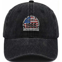 60th Birthday Washed Cotton Baseball Cap Vintage 1966 60 Year Old Birthday American Flag