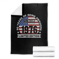 50th Birthday Throw Blanket Vintage 1976 50 Year Old Birthday American Flag