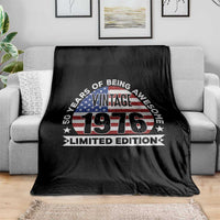 50th Birthday Throw Blanket Vintage 1976 50 Year Old Birthday American Flag