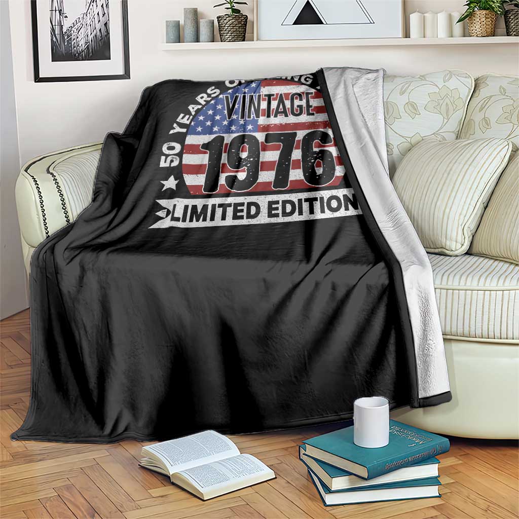 50th Birthday Throw Blanket Vintage 1976 50 Year Old Birthday American Flag
