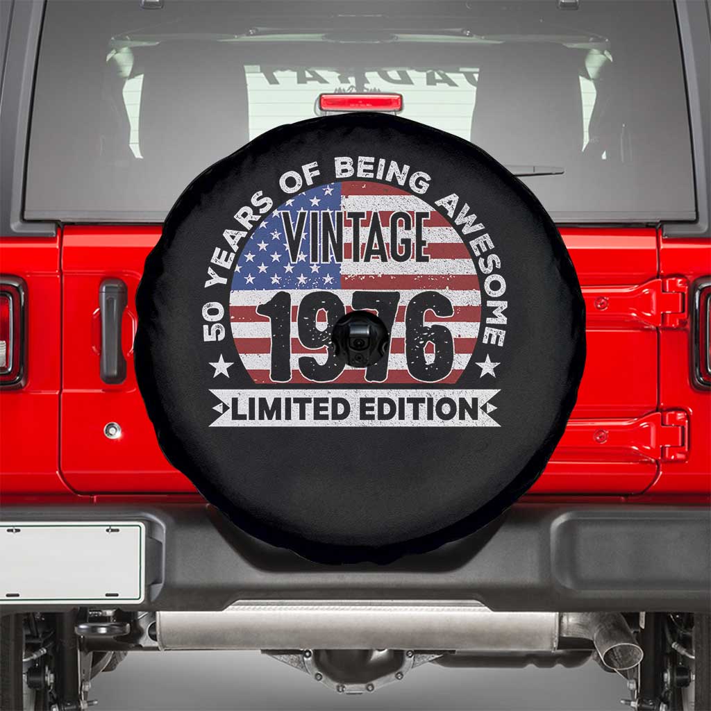 50th Birthday Spare Tire Cover Vintage 1976 50 Year Old Birthday American Flag