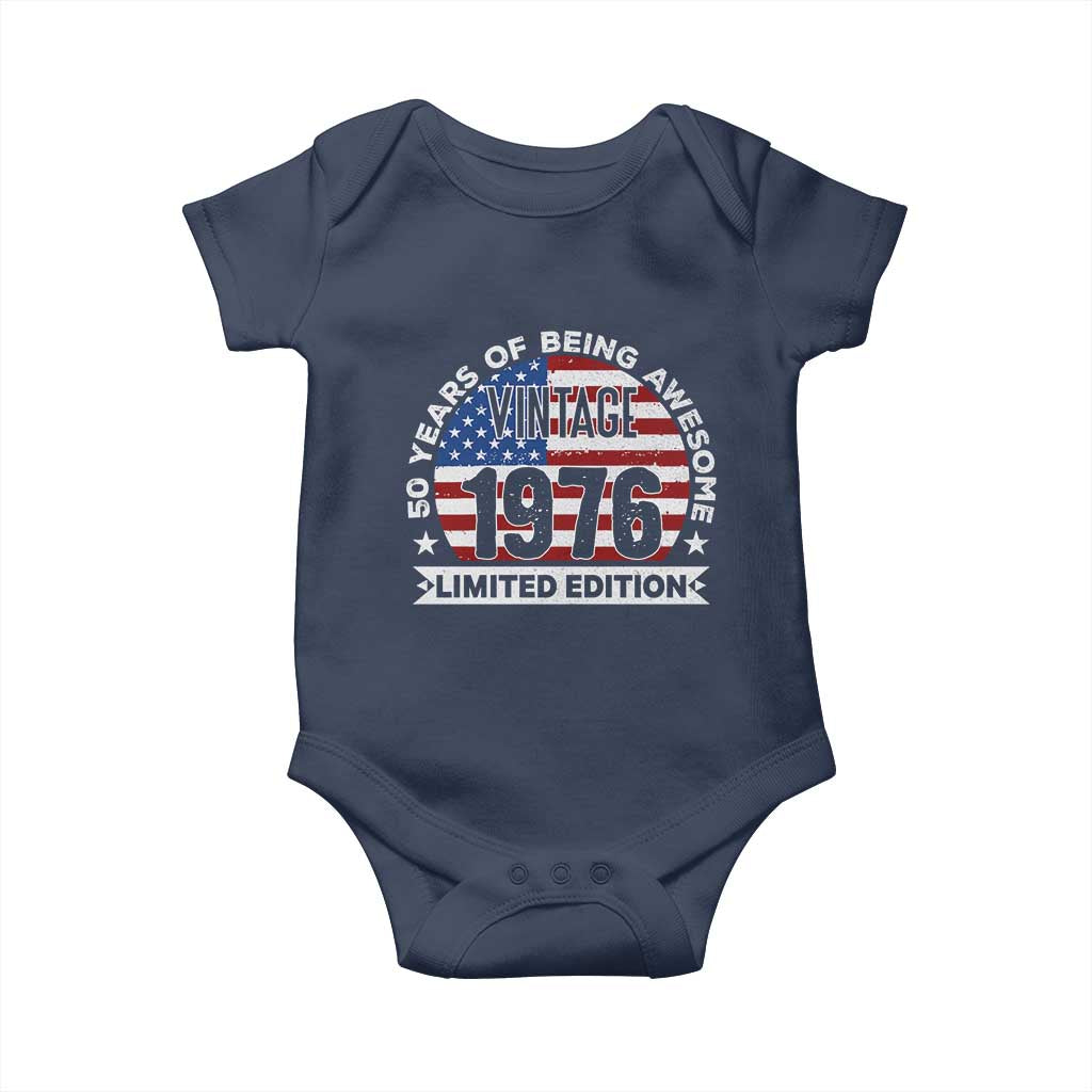50th Birthday Baby Onesie Vintage 1976 50 Year Old Birthday American Flag