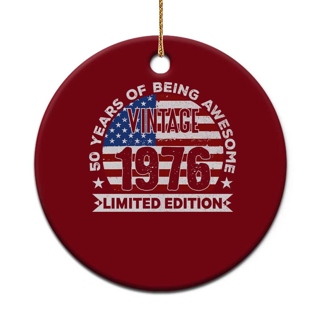 50th Birthday Ceramic Ornament Vintage 1976 50 Year Old Birthday American Flag