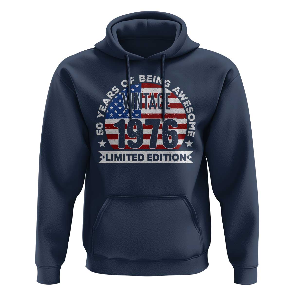 50th Birthday Hoodie Vintage 1976 50 Year Old Birthday American Flag