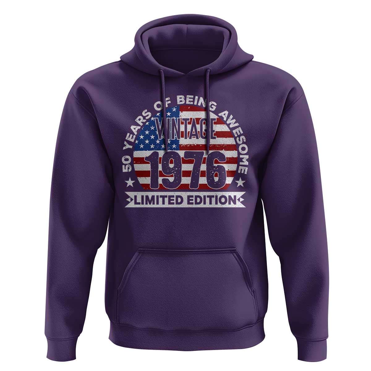 50th Birthday Hoodie Vintage 1976 50 Year Old Birthday American Flag