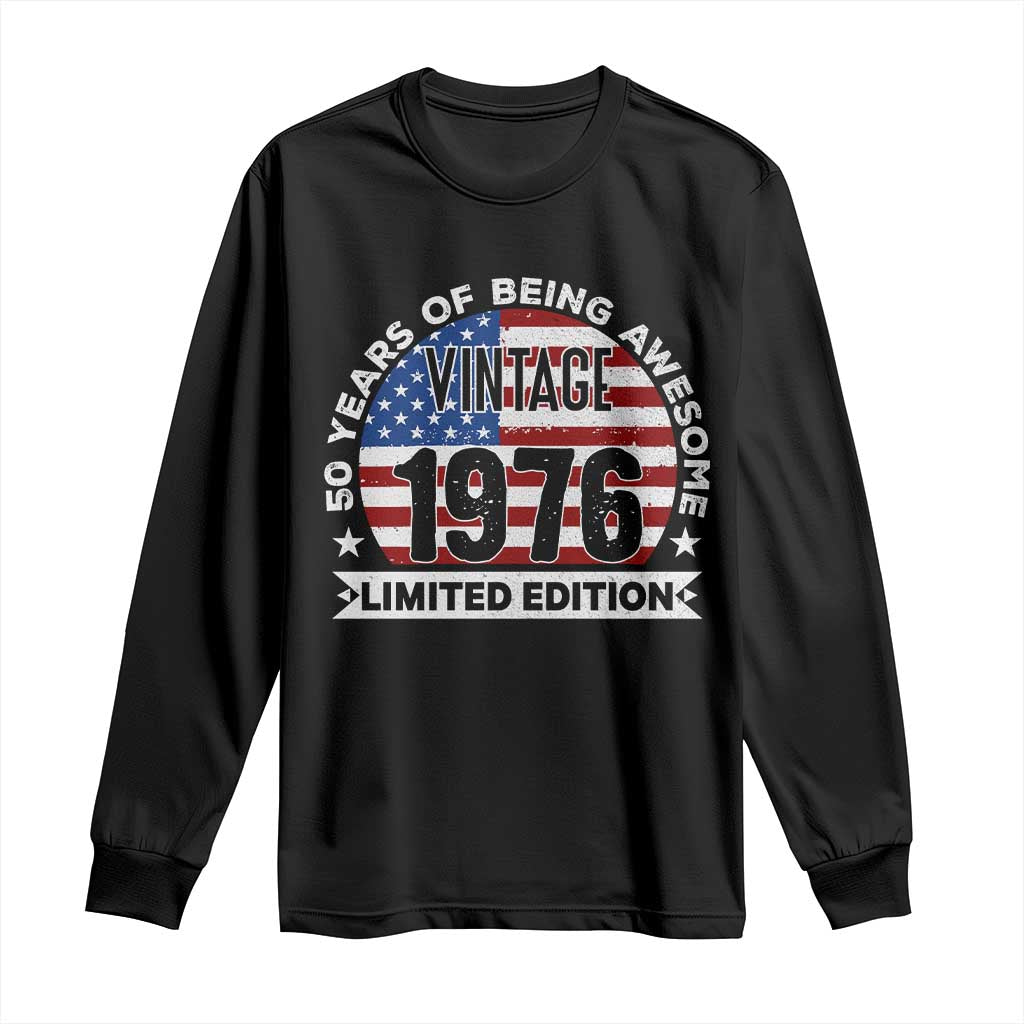 50th Birthday Long Sleeve Shirt Vintage 1976 50 Year Old Birthday American Flag