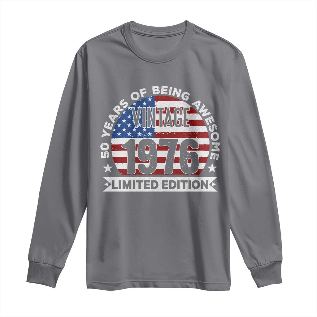 50th Birthday Long Sleeve Shirt Vintage 1976 50 Year Old Birthday American Flag