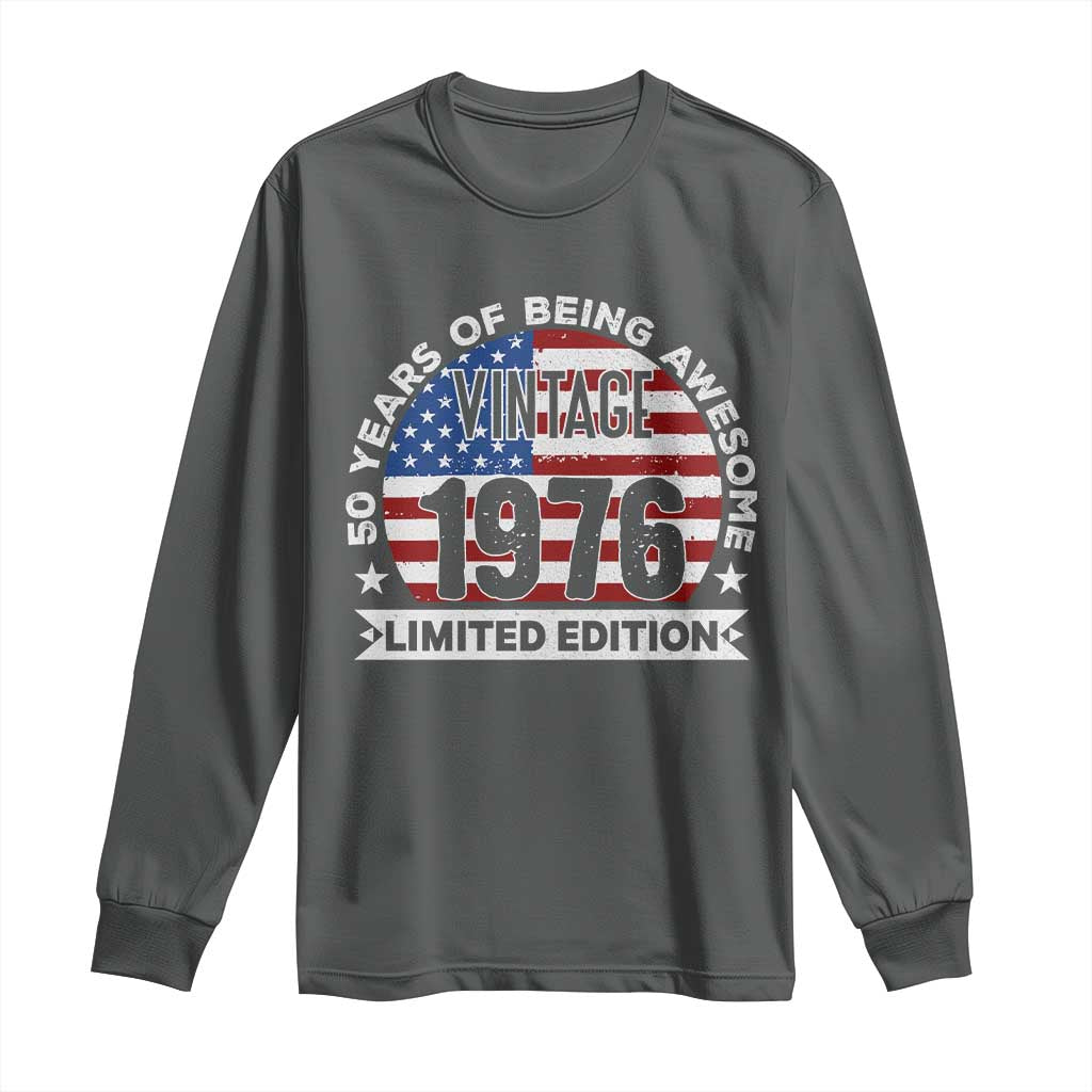 50th Birthday Long Sleeve Shirt Vintage 1976 50 Year Old Birthday American Flag