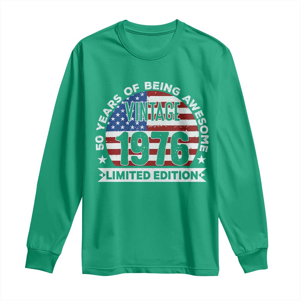 50th Birthday Long Sleeve Shirt Vintage 1976 50 Year Old Birthday American Flag