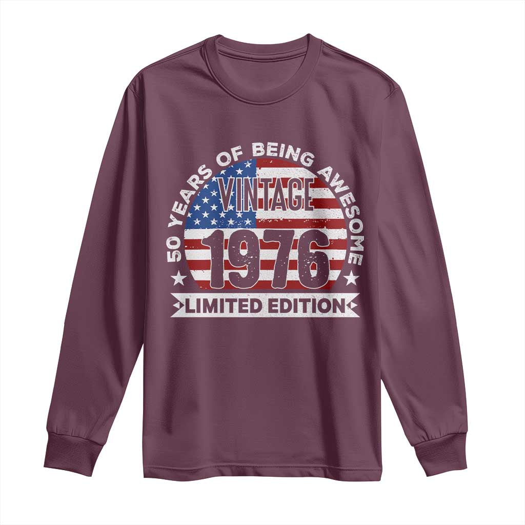50th Birthday Long Sleeve Shirt Vintage 1976 50 Year Old Birthday American Flag