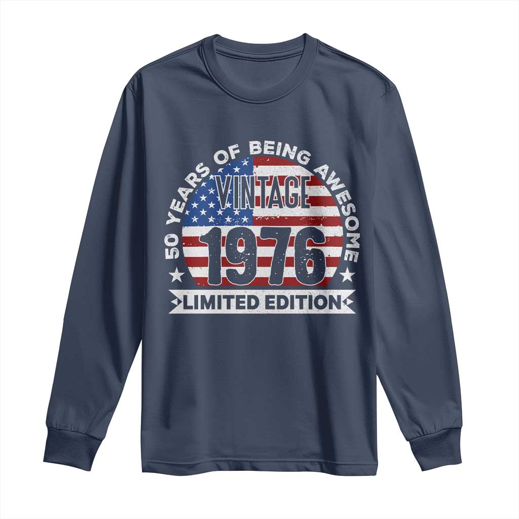50th Birthday Long Sleeve Shirt Vintage 1976 50 Year Old Birthday American Flag