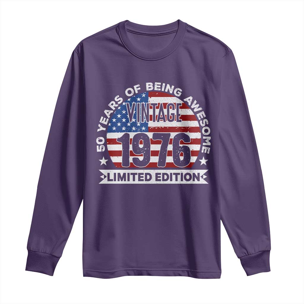 50th Birthday Long Sleeve Shirt Vintage 1976 50 Year Old Birthday American Flag