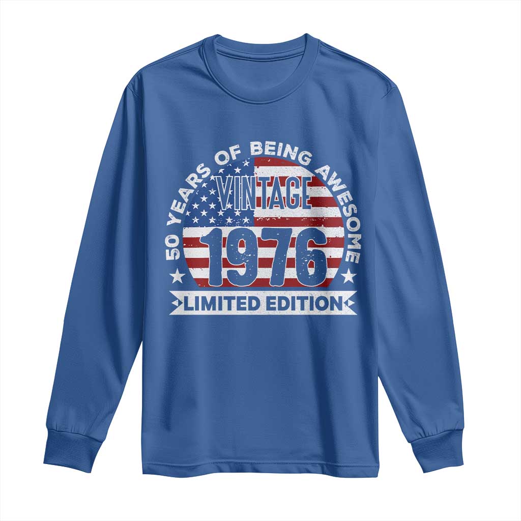 50th Birthday Long Sleeve Shirt Vintage 1976 50 Year Old Birthday American Flag