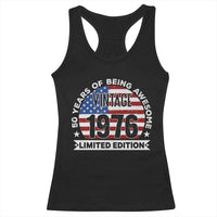 50th Birthday Racerback Tank Top Vintage 1976 50 Year Old Birthday American Flag