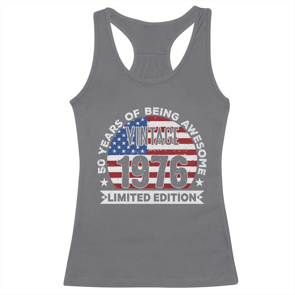 50th Birthday Racerback Tank Top Vintage 1976 50 Year Old Birthday American Flag