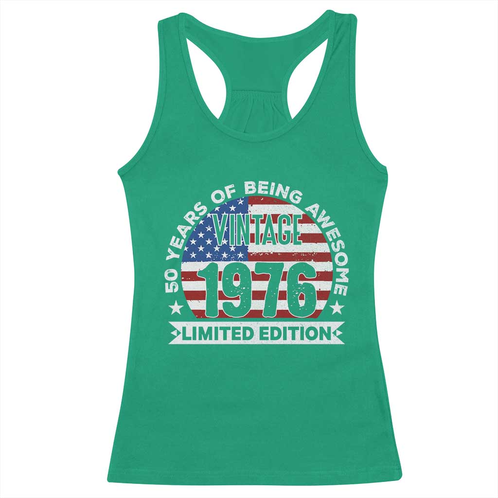 50th Birthday Racerback Tank Top Vintage 1976 50 Year Old Birthday American Flag