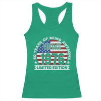 50th Birthday Racerback Tank Top Vintage 1976 50 Year Old Birthday American Flag