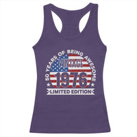 50th Birthday Racerback Tank Top Vintage 1976 50 Year Old Birthday American Flag