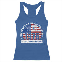 50th Birthday Racerback Tank Top Vintage 1976 50 Year Old Birthday American Flag