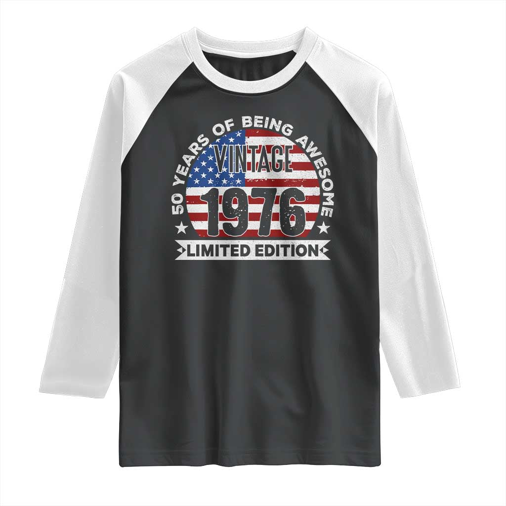 50th Birthday Raglan Shirt Vintage 1976 50 Year Old Birthday American Flag