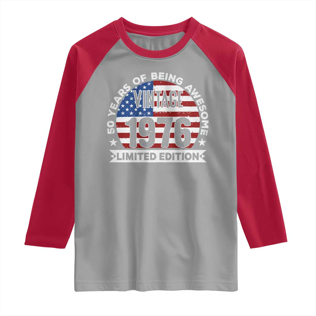 50th Birthday Raglan Shirt Vintage 1976 50 Year Old Birthday American Flag