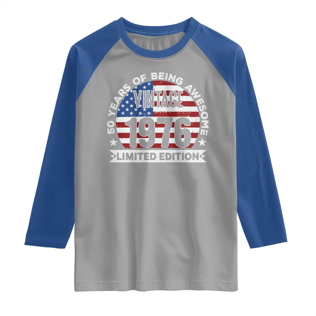 50th Birthday Raglan Shirt Vintage 1976 50 Year Old Birthday American Flag