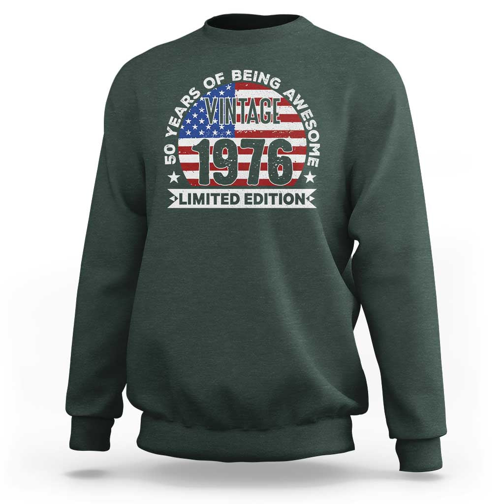 50th Birthday Sweatshirt Vintage 1976 50 Year Old Birthday American Flag