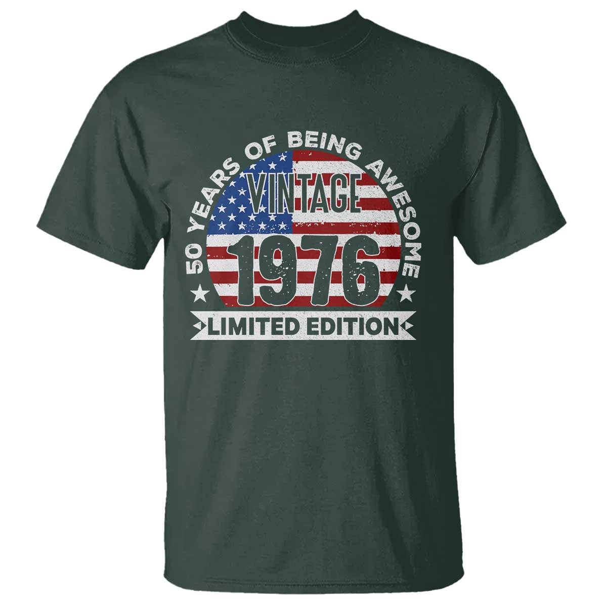 50th Birthday T Shirt Vintage 1976 50 Year Old Birthday American Flag