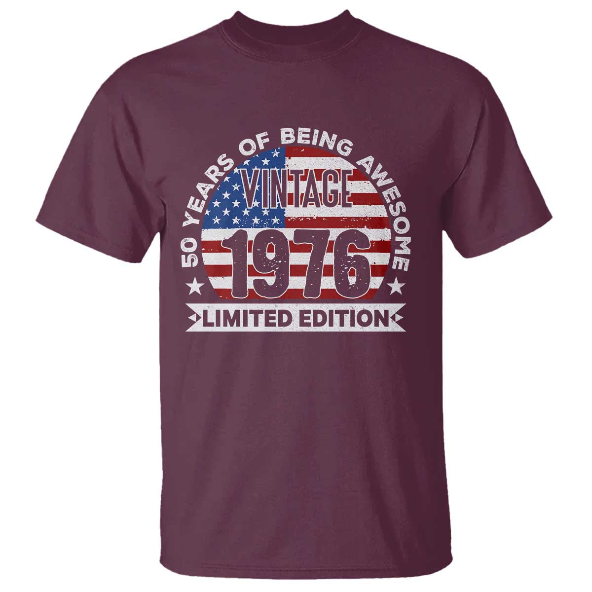50th Birthday T Shirt Vintage 1976 50 Year Old Birthday American Flag