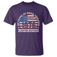 50th Birthday T Shirt Vintage 1976 50 Year Old Birthday American Flag