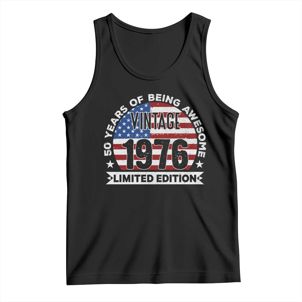 50th Birthday Tank Top Vintage 1976 50 Year Old Birthday American Flag