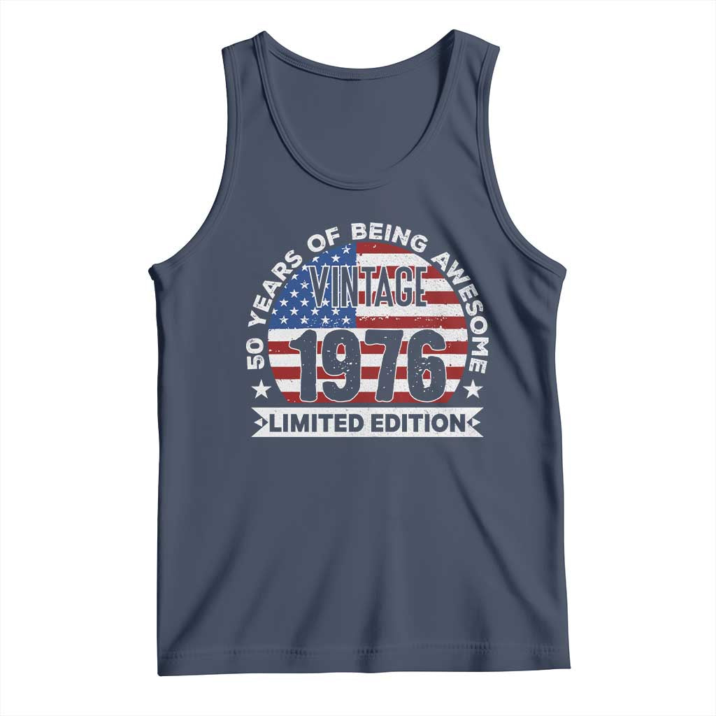 50th Birthday Tank Top Vintage 1976 50 Year Old Birthday American Flag