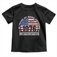 50th Birthday Toddler T Shirt Vintage 1976 50 Year Old Birthday American Flag