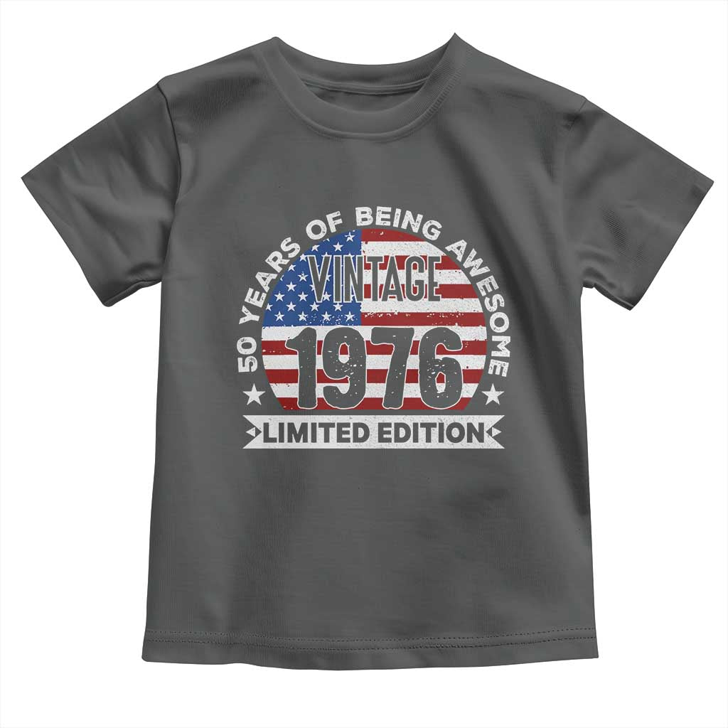 50th Birthday Toddler T Shirt Vintage 1976 50 Year Old Birthday American Flag