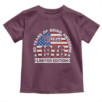 50th Birthday Toddler T Shirt Vintage 1976 50 Year Old Birthday American Flag