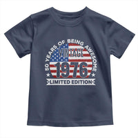 50th Birthday Toddler T Shirt Vintage 1976 50 Year Old Birthday American Flag