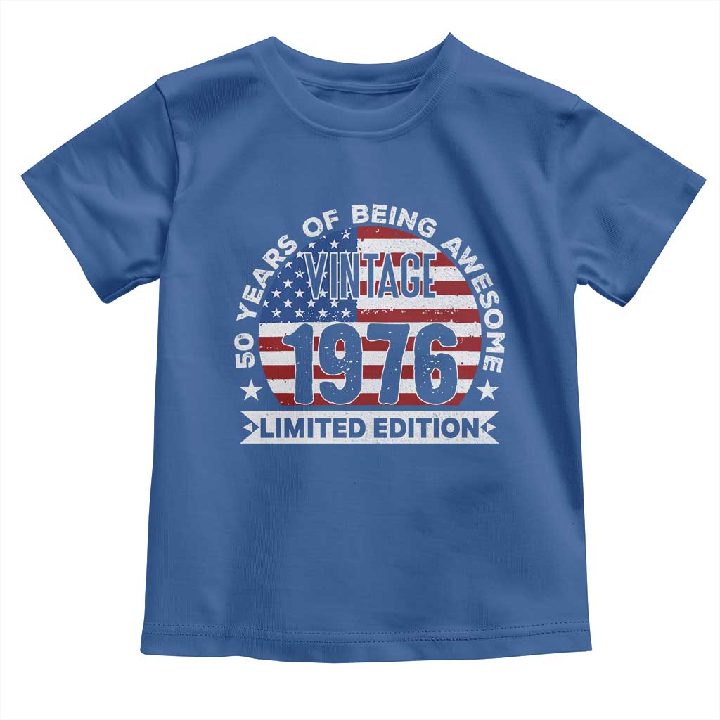 50th Birthday Toddler T Shirt Vintage 1976 50 Year Old Birthday American Flag