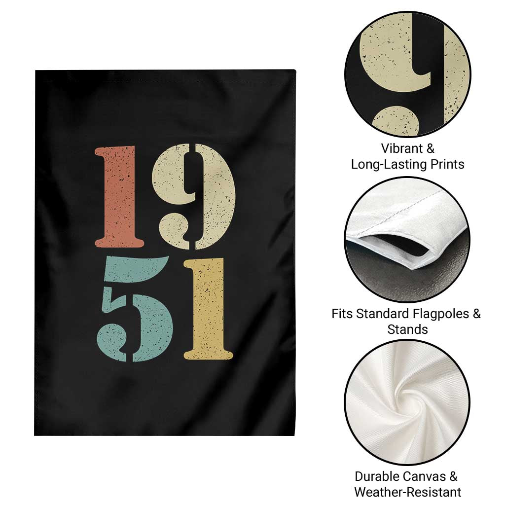 75th Birthday Garden Flag Classic Retro 1951 70 Year Old Gifts