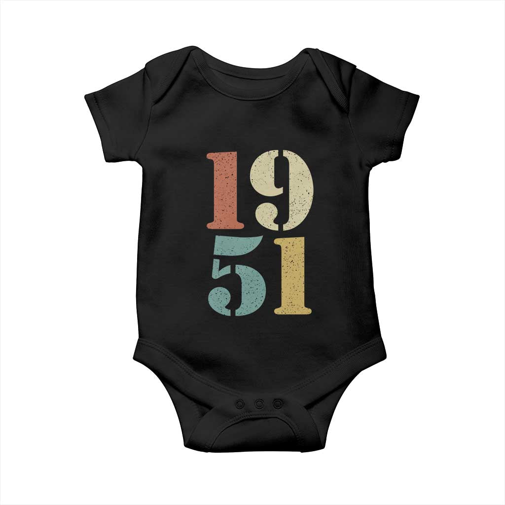 75th Birthday Baby Onesie Classic Retro 1951 70 Year Old Gifts