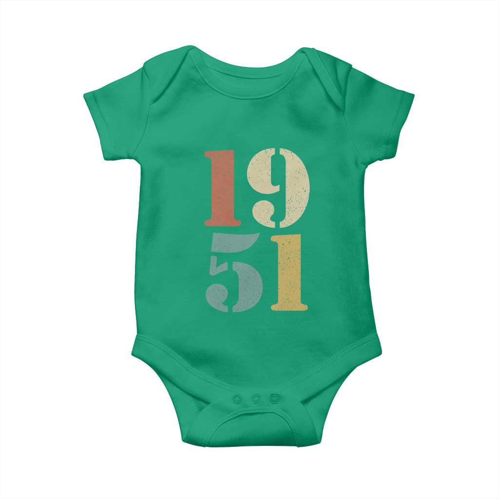 75th Birthday Baby Onesie Classic Retro 1951 70 Year Old Gifts
