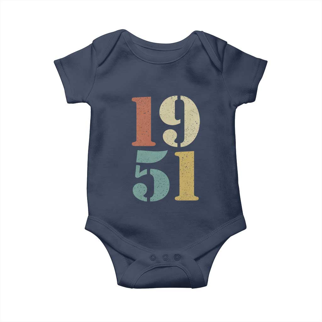 75th Birthday Baby Onesie Classic Retro 1951 70 Year Old Gifts