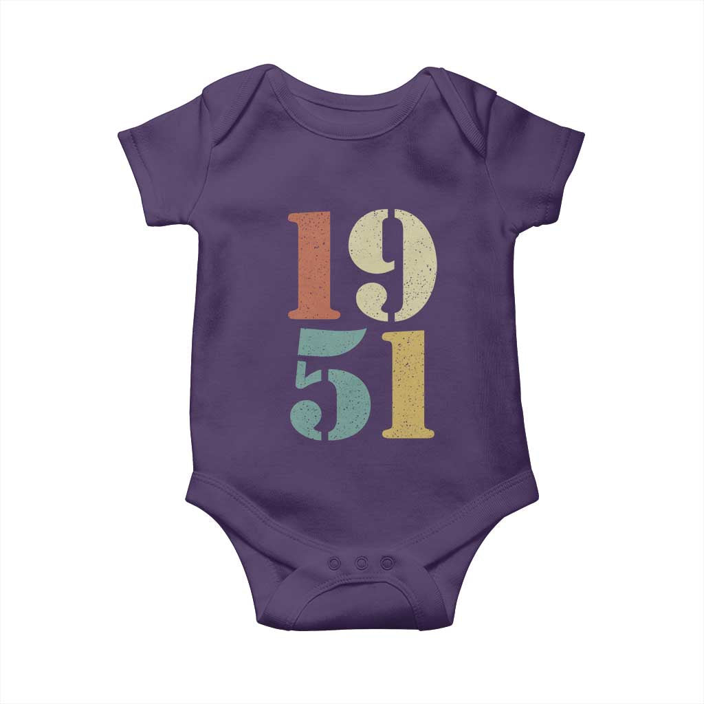75th Birthday Baby Onesie Classic Retro 1951 70 Year Old Gifts